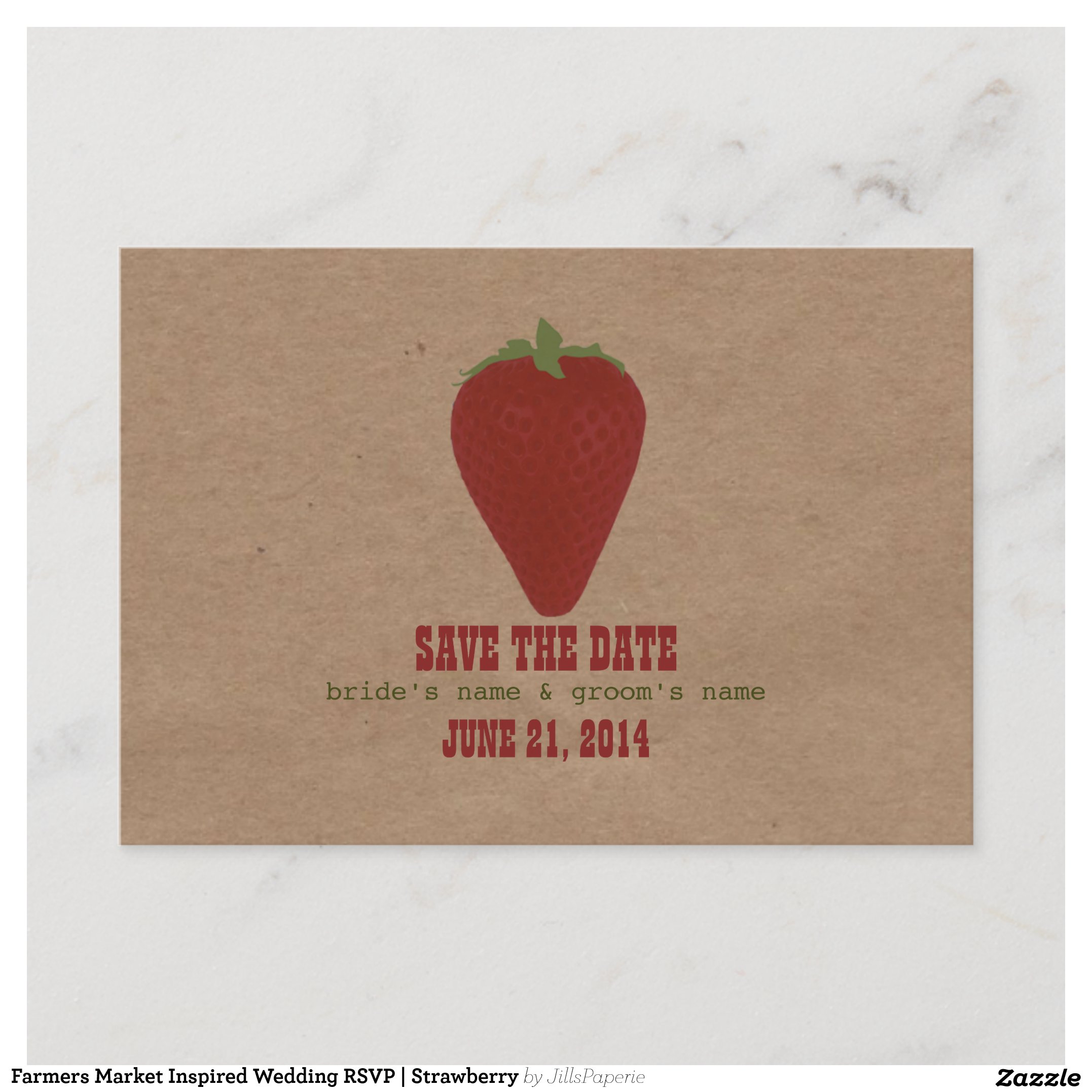 Farmers Market Inspired Wedding RSVP Strawberry Invitation