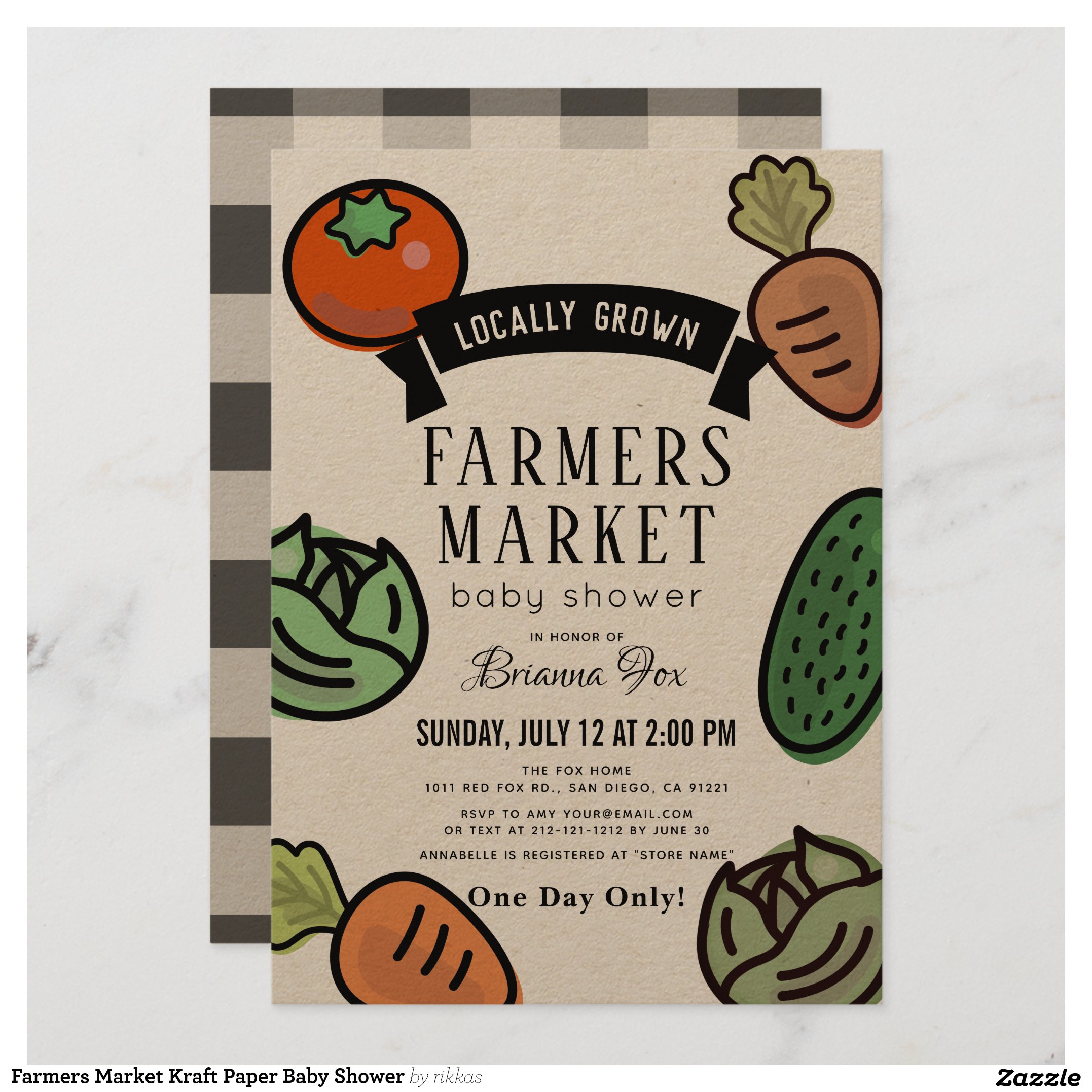 Farmers Market Kraft Paper Baby Shower Invitation