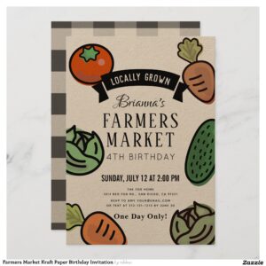 Farmers Market Kraft Paper Birthday Invitation