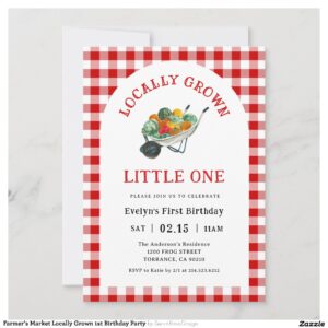 Farmer's Market Locally Grown 1st Birthday Party Invitation