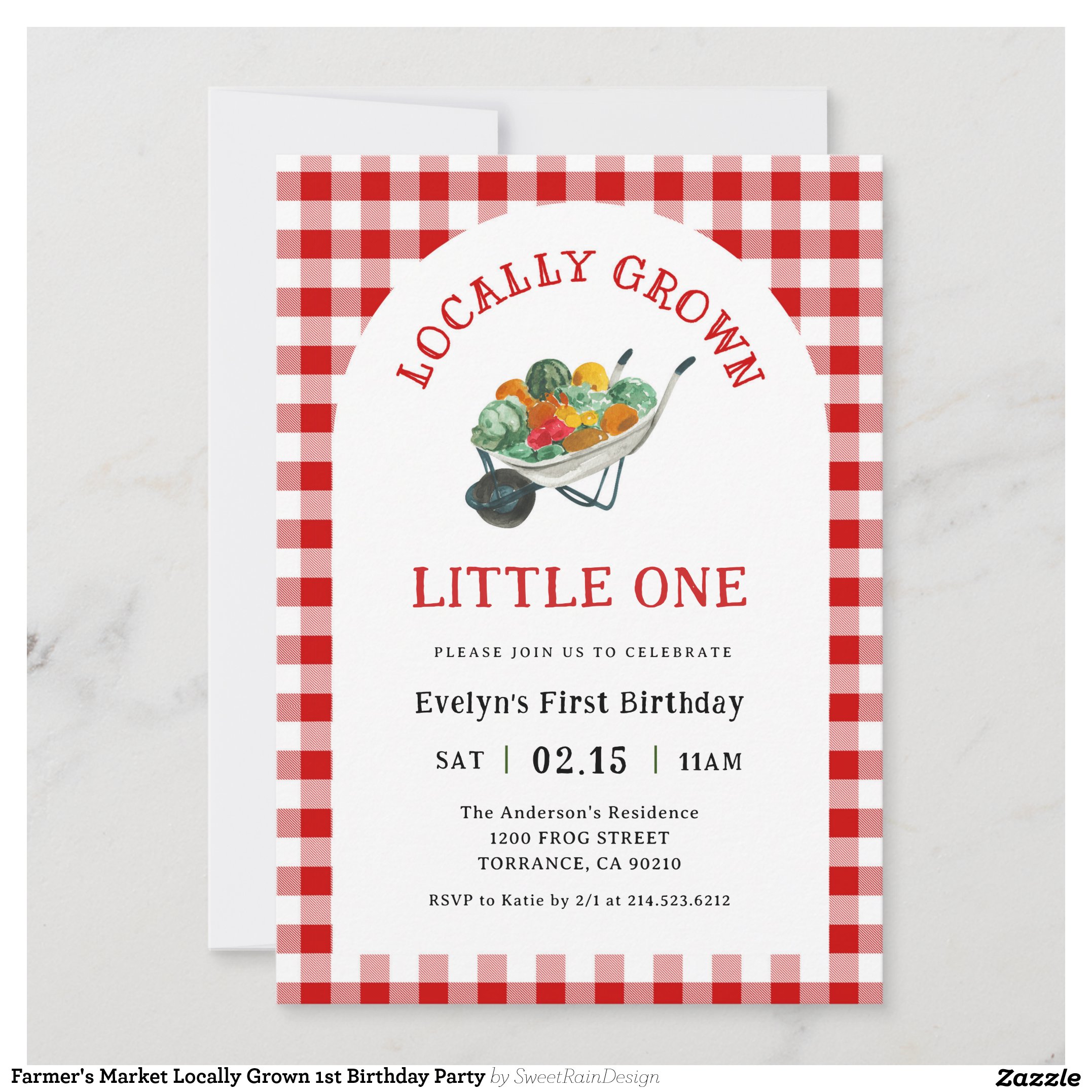 Farmer's Market Locally Grown 1st Birthday Party Invitation