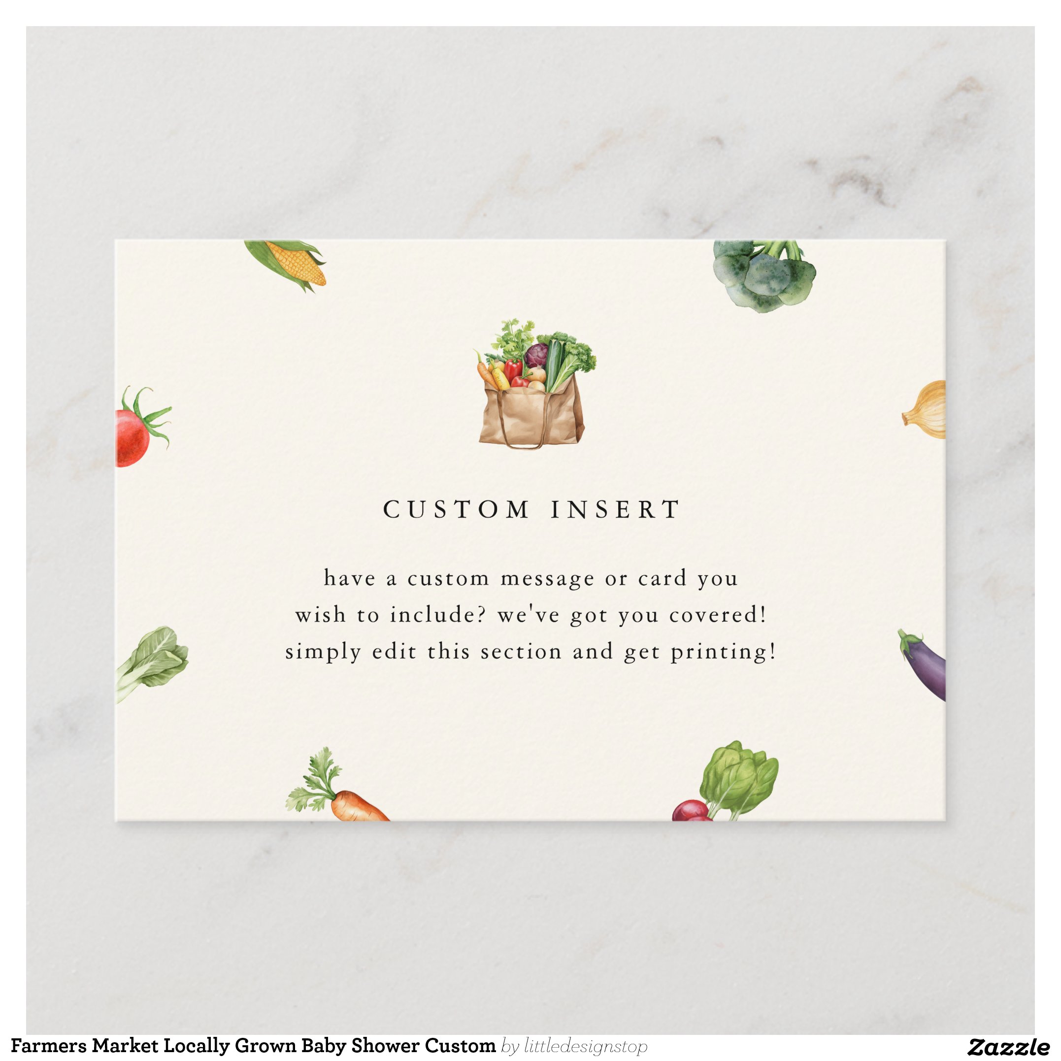 Farmers Market Locally Grown Baby Shower Custom Enclosure Card