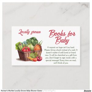 Farmer's Market Locally Grown Baby Shower Game Enclosure Card
