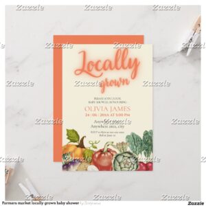 Farmers market locally grown baby shower invitation