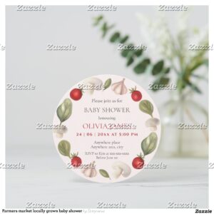 Farmers market locally grown baby shower invitation