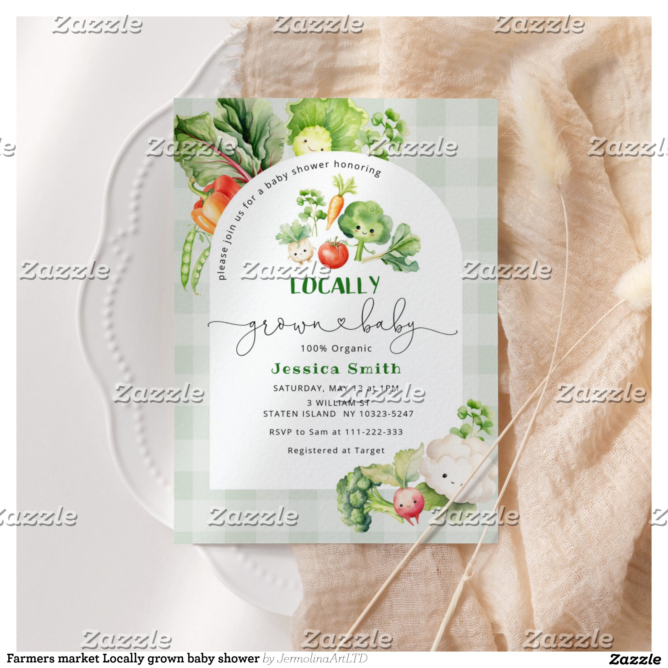 Farmers market Locally grown baby shower Invitation