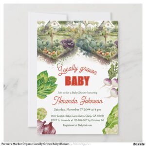Farmers Market Organic Locally Grown Baby Shower Invitation
