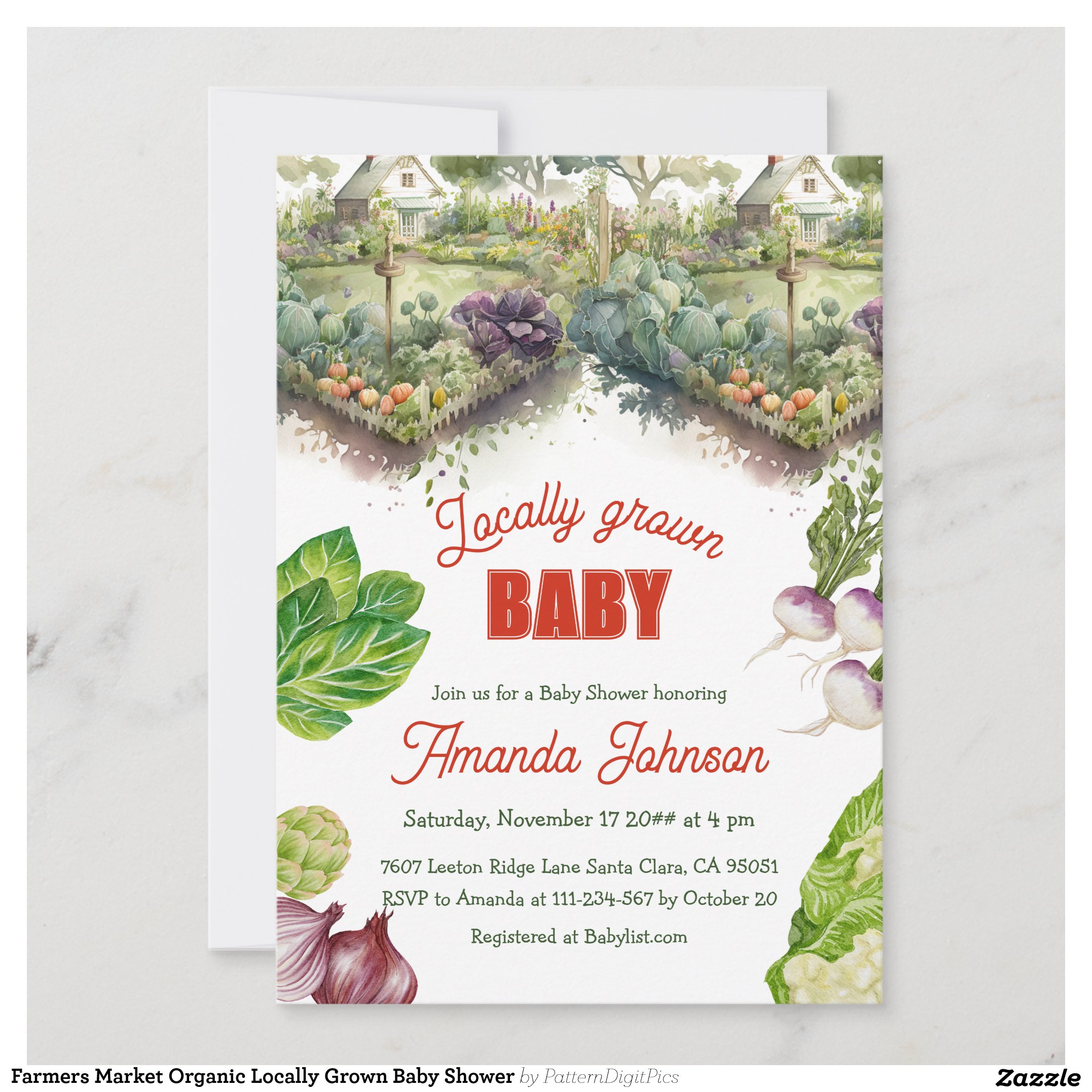 Farmers Market Organic Locally Grown Baby Shower Invitation