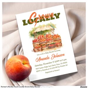 Farmer's Market Peach Locally Grown Baby Shower Invitation