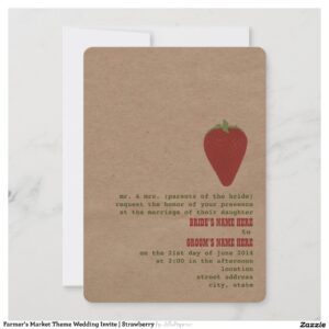 Farmer's Market Theme Wedding Invite Strawberry
