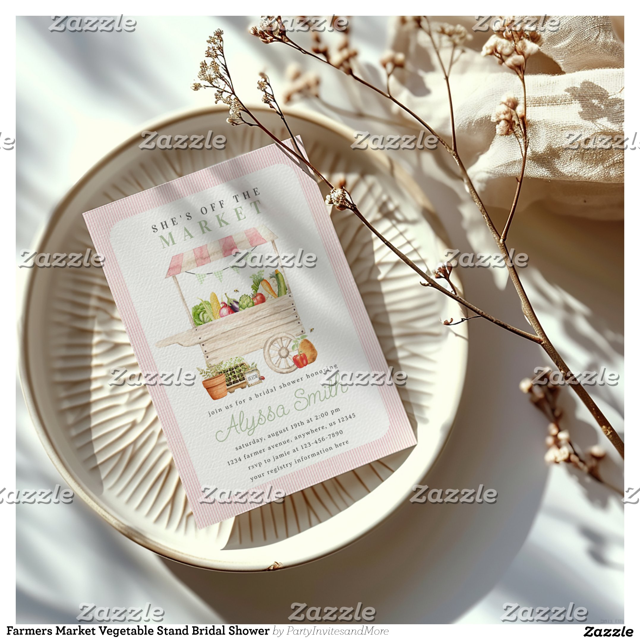 Farmers Market Vegetable Stand Bridal Shower Invitation