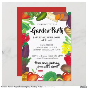 Farmers Market Veggie Garden Spring Planting Party Invitation