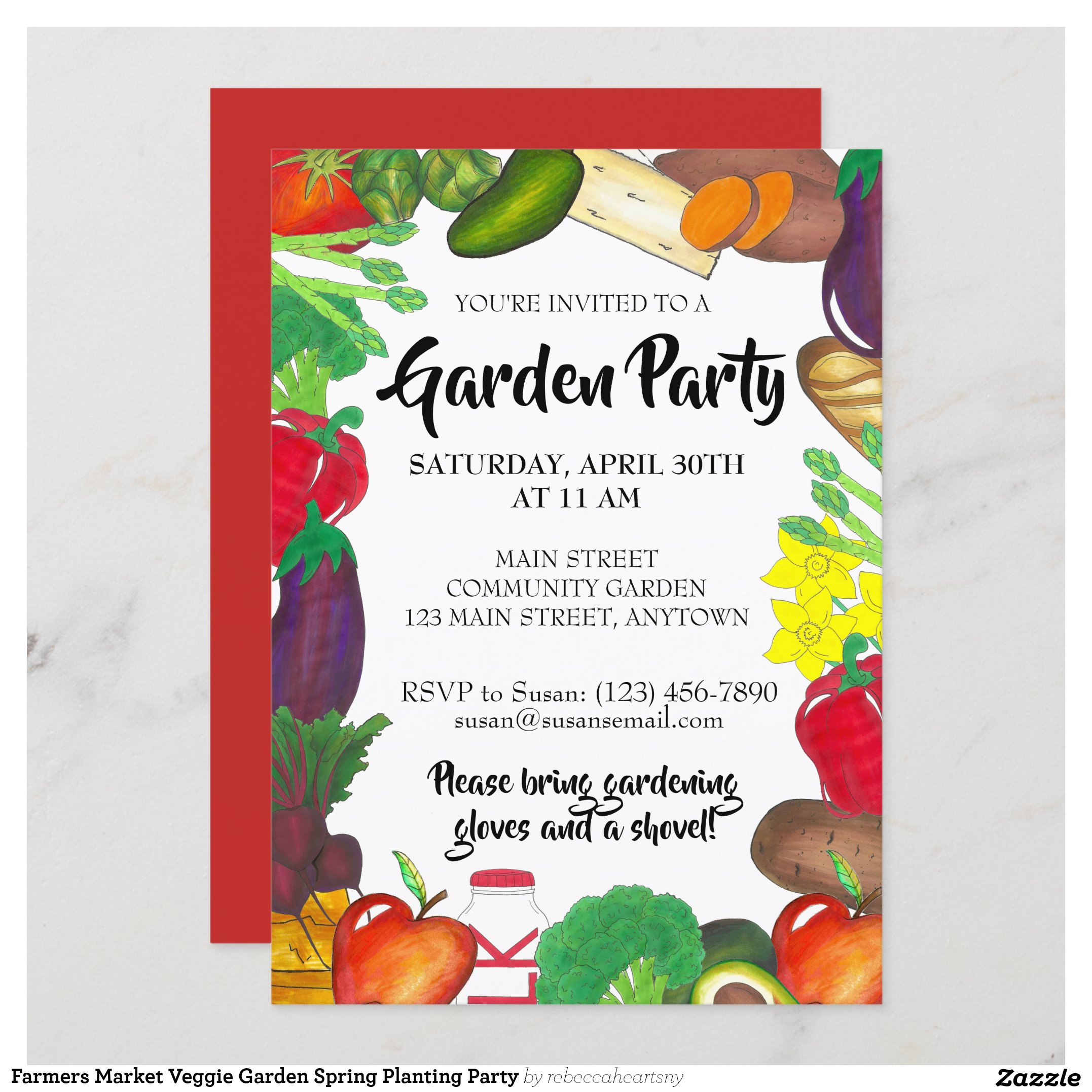 Farmers Market Veggie Garden Spring Planting Party Invitation