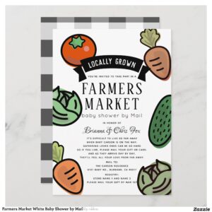 Farmers Market White Baby Shower by Mail Invitation
