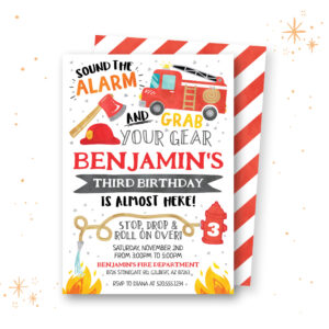 Fire Truck Birthday Invitation