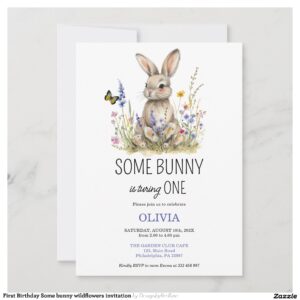 First Birthday Some bunny wildflowers invitation