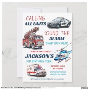 First Responder Units Birthday Invitation Template