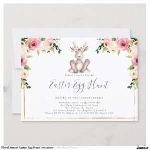 Floral Bunny Easter Egg Hunt Invitation