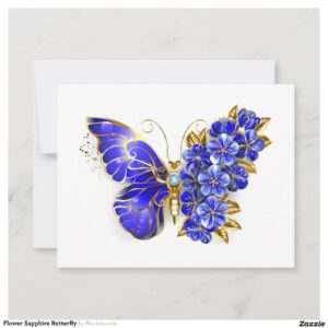 Flower Sapphire Butterfly RSVP Card