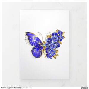 Flower Sapphire Butterfly Tri-Fold Invitation