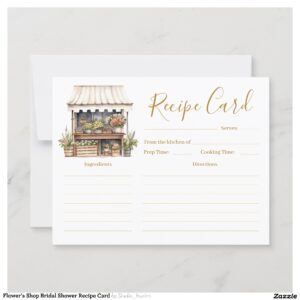 Flower's Shop Bridal Shower Recipe Card