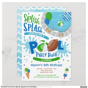 Football Pool Party Splish Splash Pool Birthday Invitation