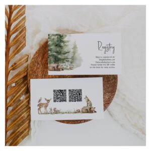 Forest Woodland Animals Baby Registry QR Codes Enclosure Card