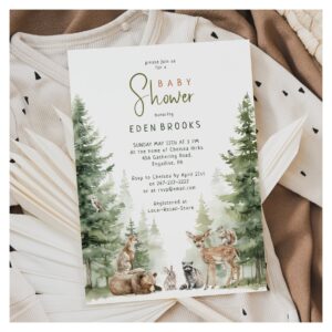 Forest Woodland Animals Baby Shower Invitation