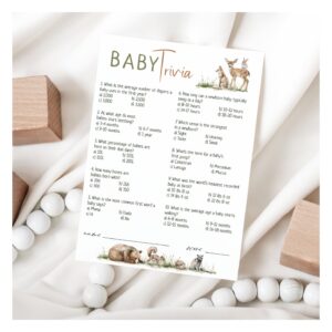 Forest Woodland Animals Baby Shower Trivia Card