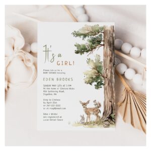 Forest Woodland Animals Its A Girl! Baby Shower Invitation