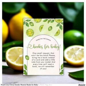Fresh Lime Citrus Gender Neutral Books for Baby Enclosure Card