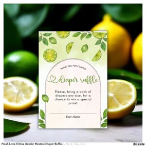 Fresh Lime Citrus Gender Neutral Diaper Raffle Enclosure Card