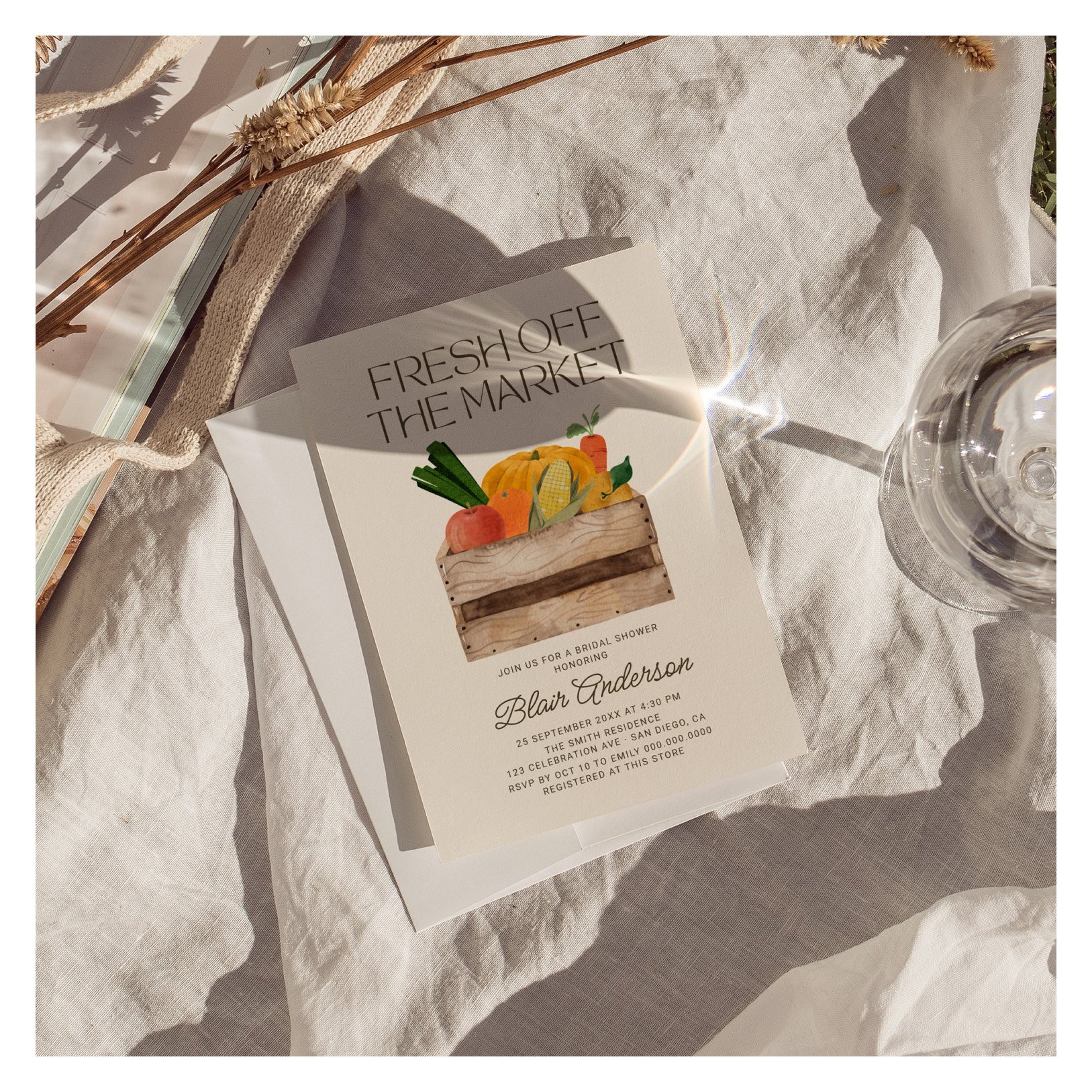 Fresh Off The Market Bridal Shower Invitation