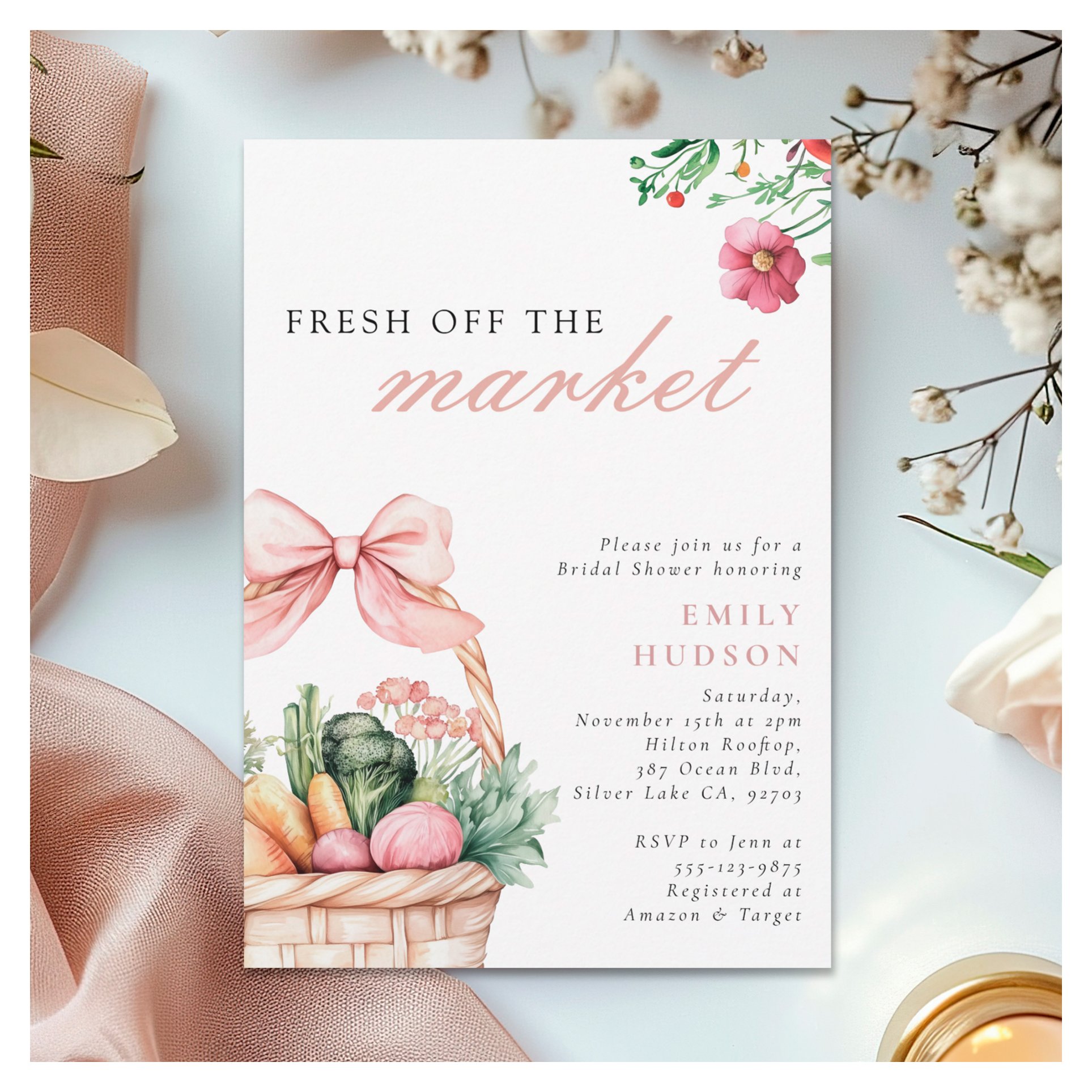 Fresh Off The Market Bridal Shower Invitation