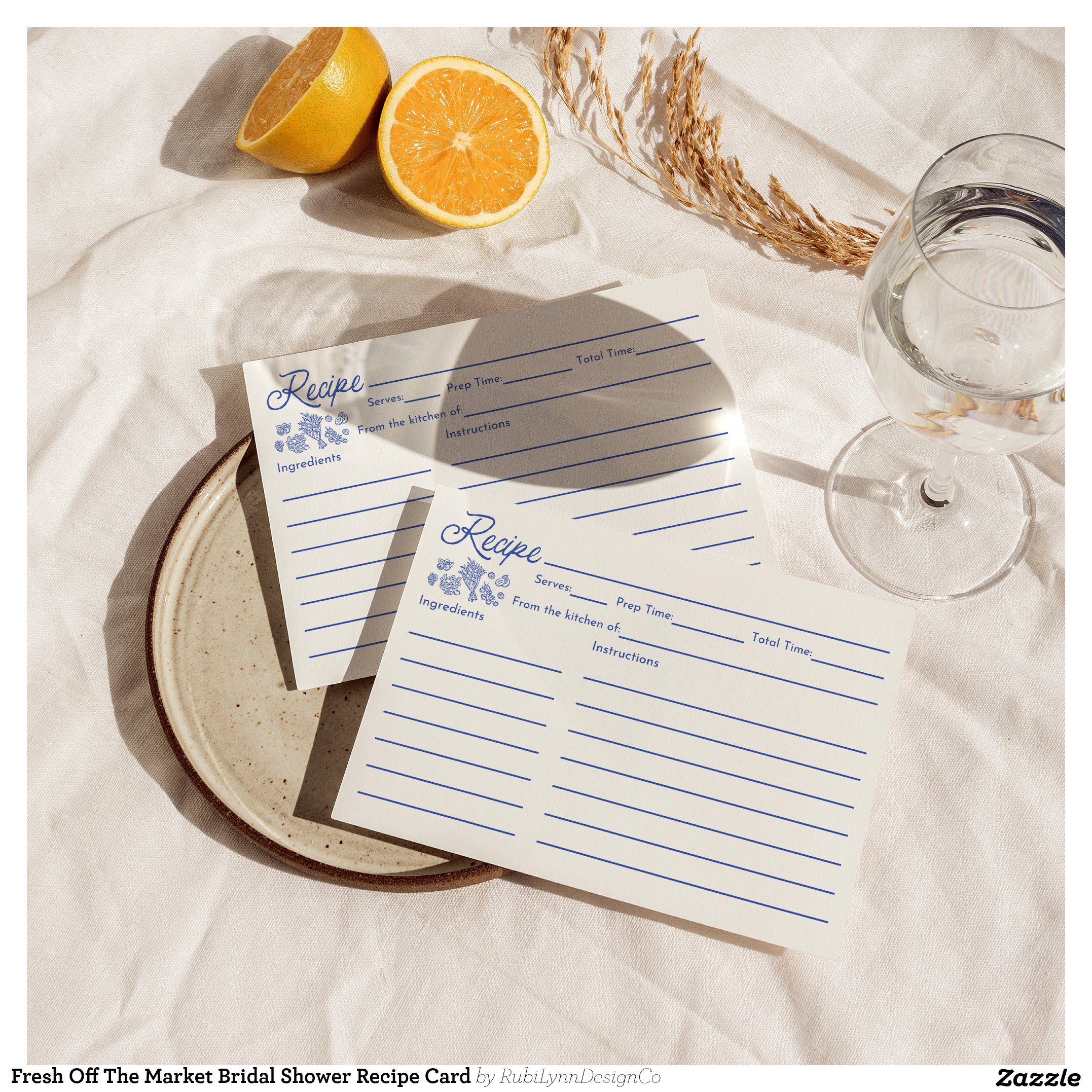 Fresh Off The Market Bridal Shower Recipe Card