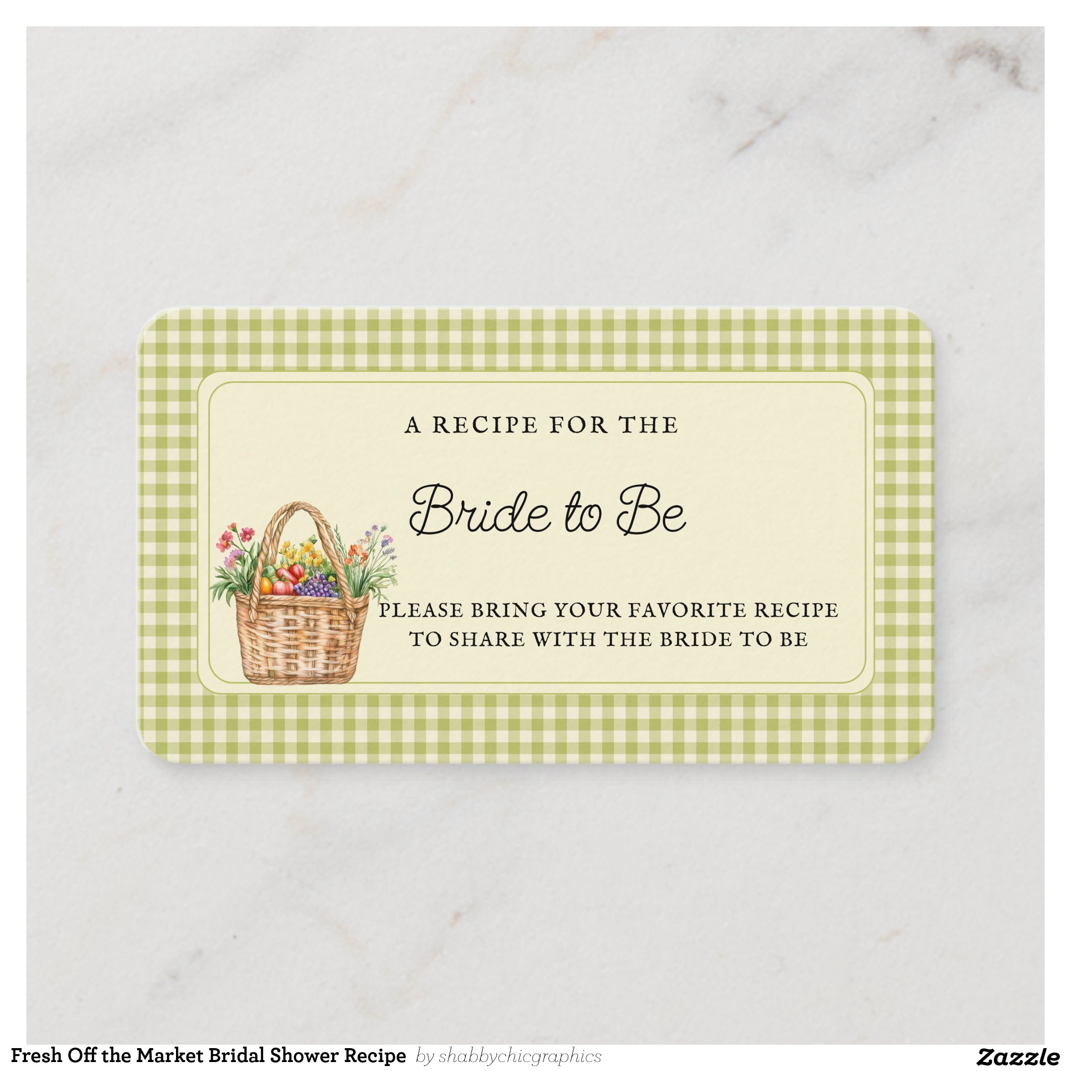 Fresh Off the Market Bridal Shower Recipe Enclosure Card