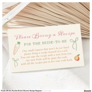 Fresh Off the Market Bridal Shower Recipe Request Enclosure Card