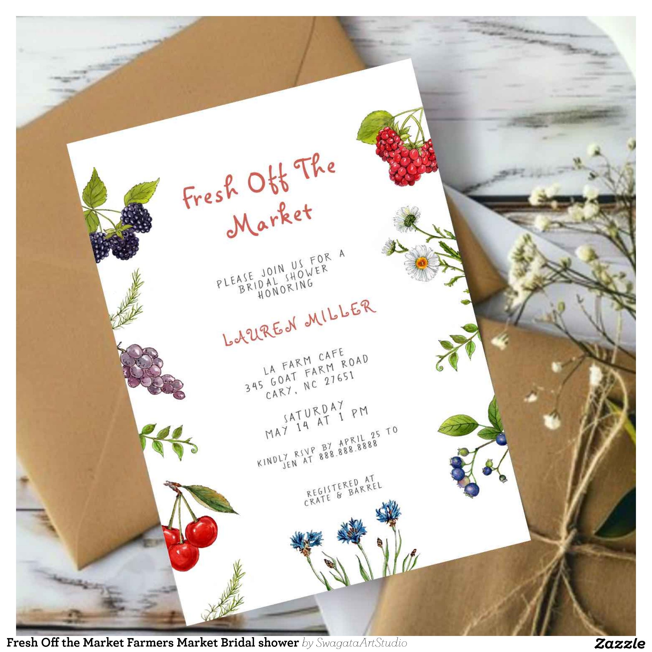 Fresh Off the Market Farmers Market Bridal shower Invitation