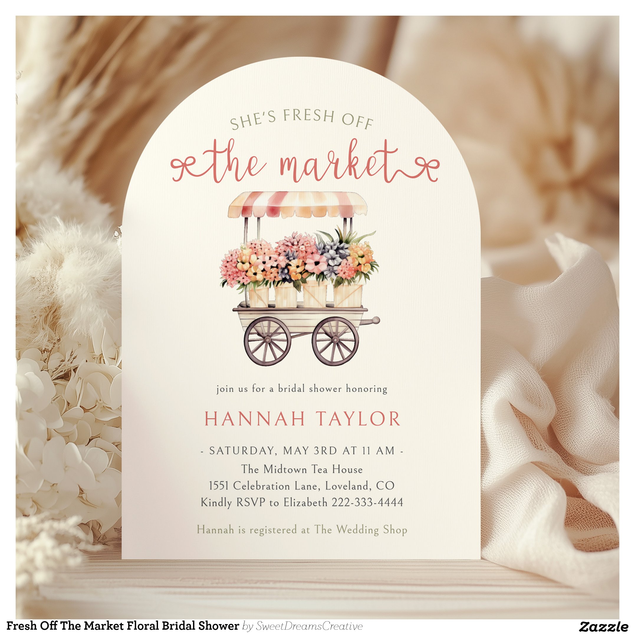 Fresh Off The Market Floral Bridal Shower Invitation