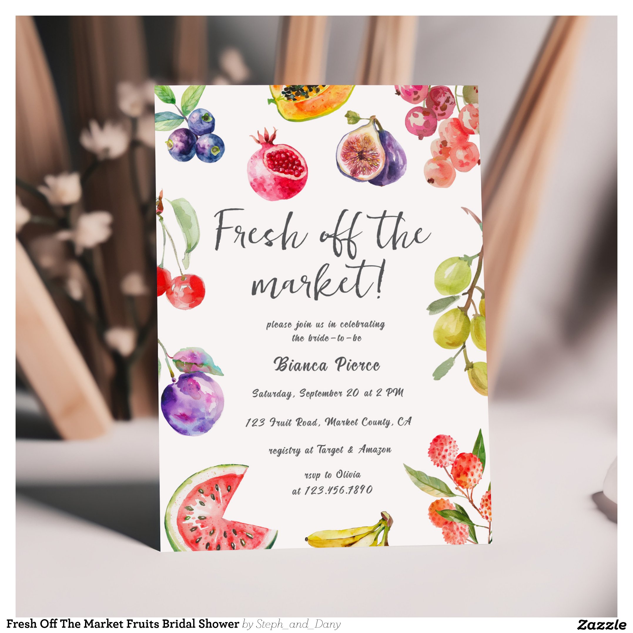 Fresh Off The Market Fruits Bridal Shower Invitation