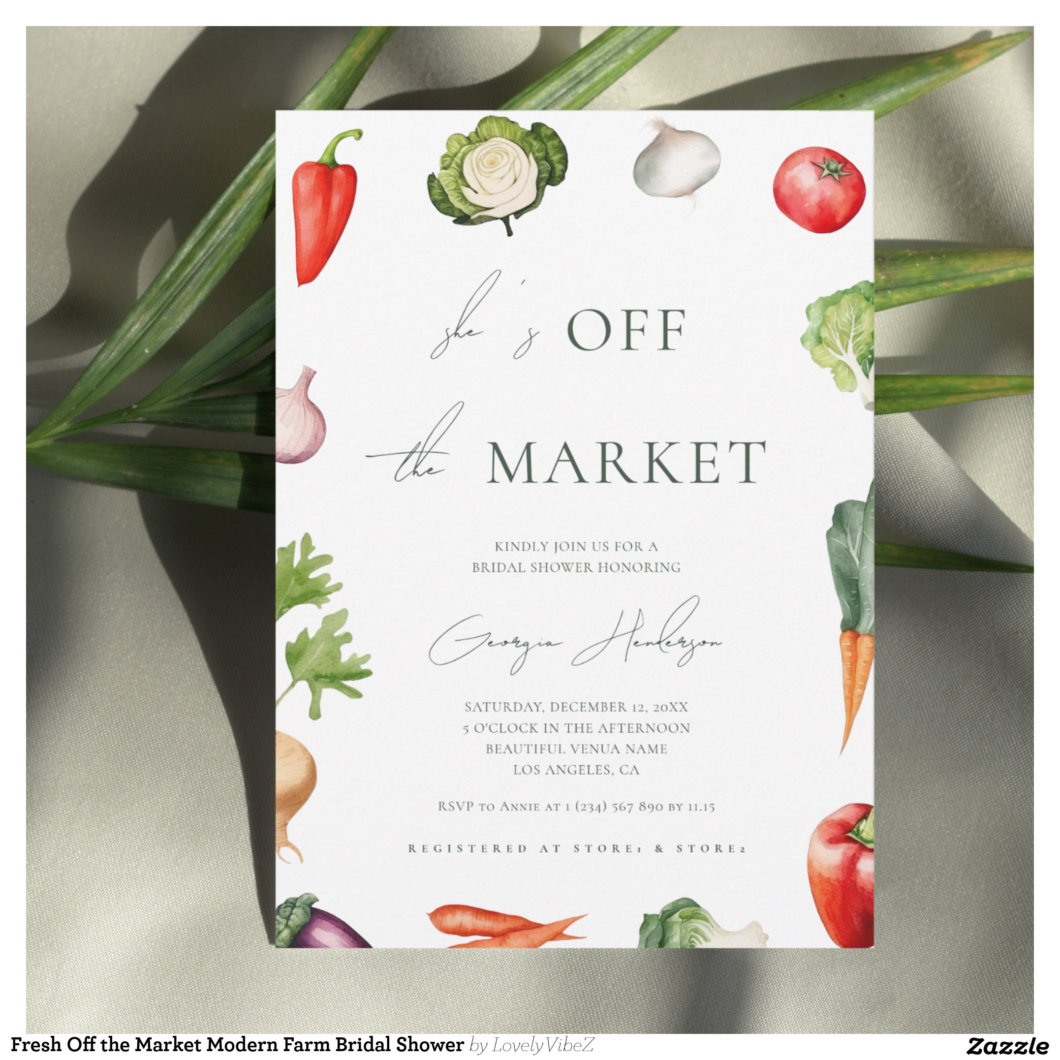 Fresh Off the Market Modern Farm Bridal Shower Invitation