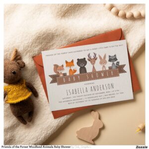 Friends of the Forest Woodland Animals Baby Shower Invitation