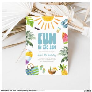 Fun in the Sun Pool Birthday Party Invitation