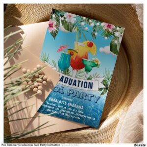 Fun Summer Graduation Pool Party Invitation