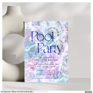 Fun Summer Water Pool Party Birthday Invitation