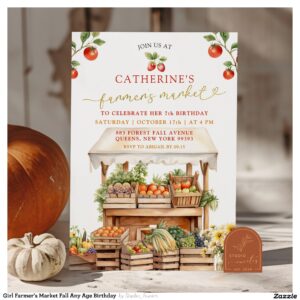 Girl Farmer's Market Fall Any Age Birthday Invitation