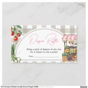 Girl Farmers Market Locally Grown Diaper Raffle Enclosure Card