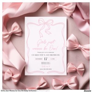 Girls Just Wanna be One Birthday Invitation