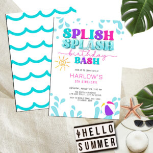 Girl's Splish Splash Water Party Birthday Invitation