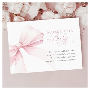 Girly Pink Bow Baby Shower Books for Baby Enclosure Card
